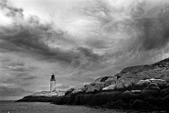 Moose Peak lighthouse during storm in Maine